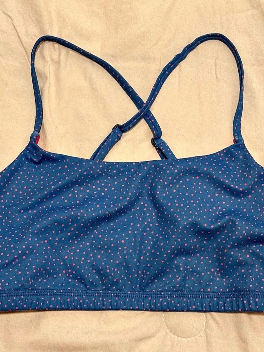 Rabbit Polka Dot Sports Bra in Blue & Pink Size M